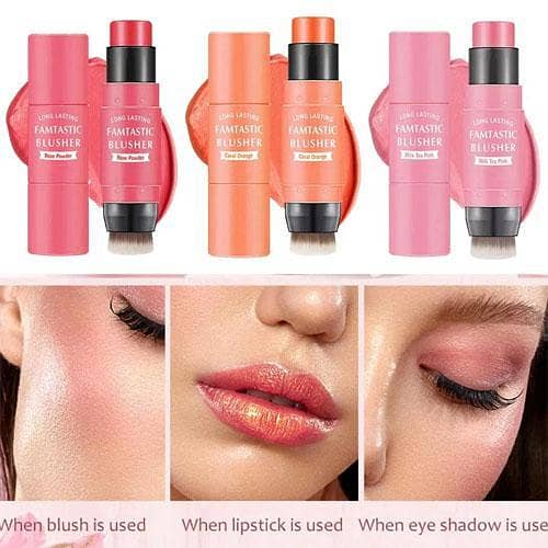Maybelucky 2in1 Blush Stick with Brush - Set of 3 Shades