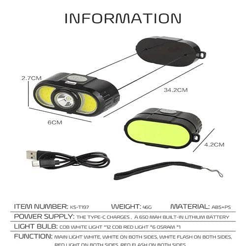 Multifunction Free Expansion Headband Type-c Charging Five Gear Light Source Adjustable Telescope Head Lamp And Cycling Magnetic Light in pakistan