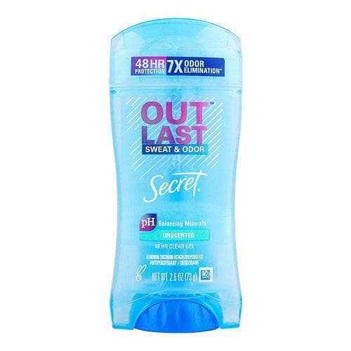 Secret Unscented Clear Gel Deodorant for Women - 48H Sweat & Odor Control - Outlast 73g