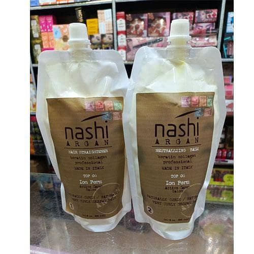 Nashi Argan Keratin Collagen Hair Straightener and Neutralizing Balm Kit - 400ml - Made in Italy
