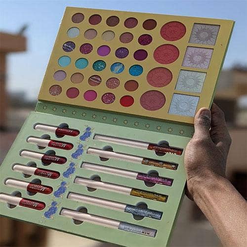 Mocallure Book Eyeshadow, Blush, Highlighter, Shine Eyeliner, and Lip Gloss Set - 12 Pieces