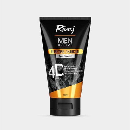 Rivaj 100ml Men’s Active Charcoal Face Wash for Purifying Skin