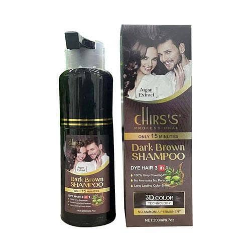 New Original Professional Hair Color Shampoo With Argan Extract Dark Brown 200ml Chirs`S in pakistan