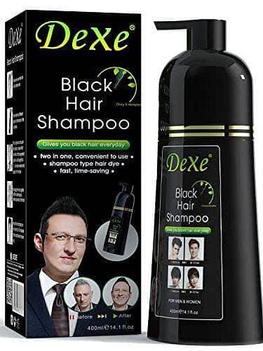 Dexe Black Hair Dye Shampoo - Instant Black Hair Shampoo for Men & Women, 400ml in Pakistan