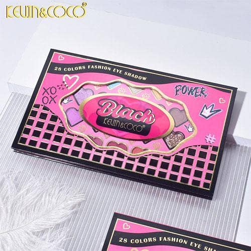 KEVIN&COCO 28-Color Eyeshadow Palette in Black and Pink