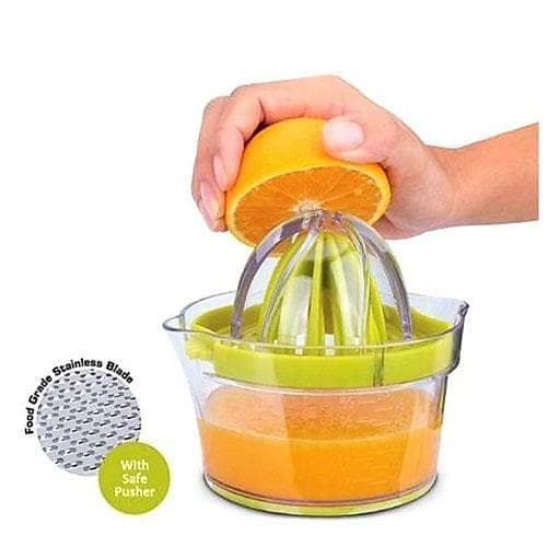 4-in-1 Acrylic Manual Juicer Set: Orange & Lemon Juicer, Grater, Separator, Measuring Cup - Pakistan