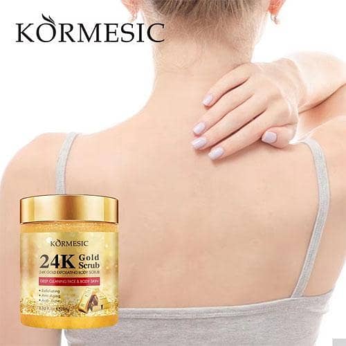 KORMESIC 24K Gold Natural Whitening Salt Sugar Exfoliating Body Scrub - 400g
