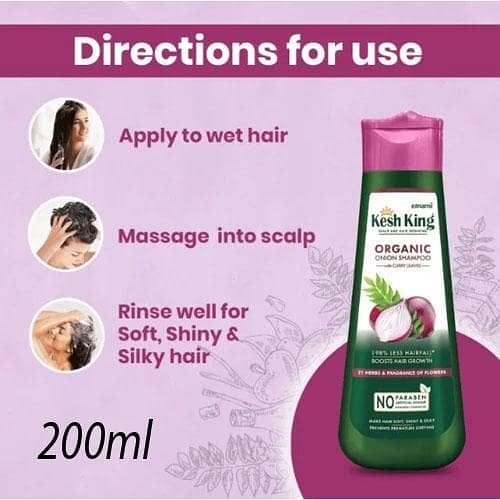 Kesh King Organic Onion Shampoo with Curry Leaves 200ml for Scalp and Hair in Pakistan