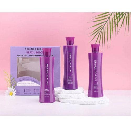 Keratin Queen Brazil Botox Straightening Kit - 3 Steps, Each 500ml