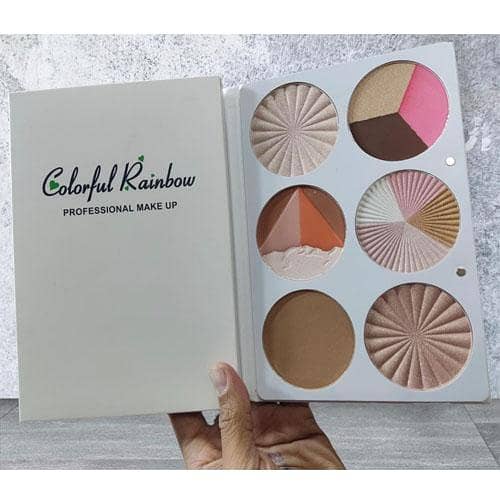 Colorfull Rainbow Professional 6-Color Highlighter and Bronzer Palette Available in Pakistan