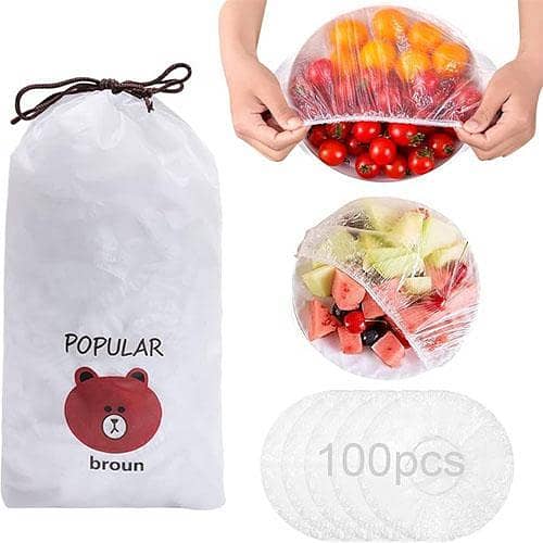 New High Quality Popular Broun Reusable Food Storage Bags, 100 Pcs, Stretch Adjustable Covers in pakistan