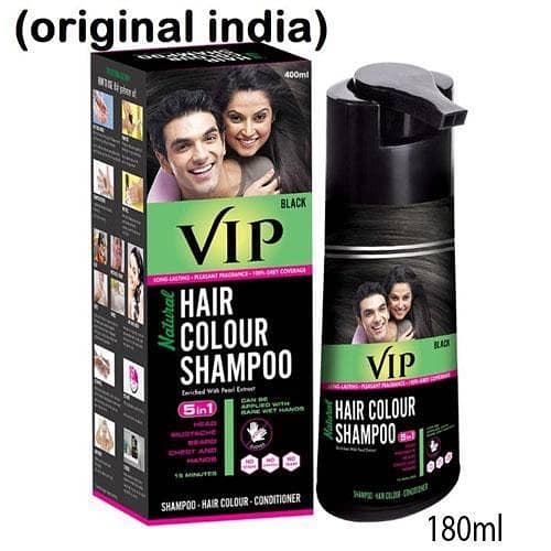 VIP Natural 5in1 Hair Colour Shampoo base Hair Color 180ml Black in pakistan