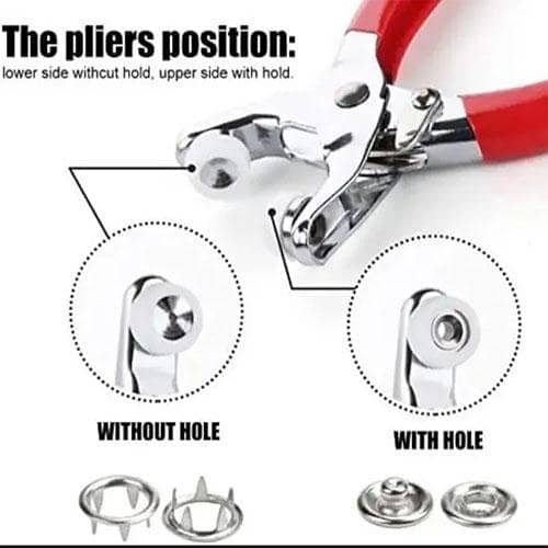 Metal Pliers Button Press Tool with 25 Buttons for All Fabrics in Pakistan