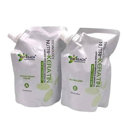 BIO-REACH Nutri Hair Neutralizer and Straightening Cream with Keratin and Argan Oil - 800ml Each