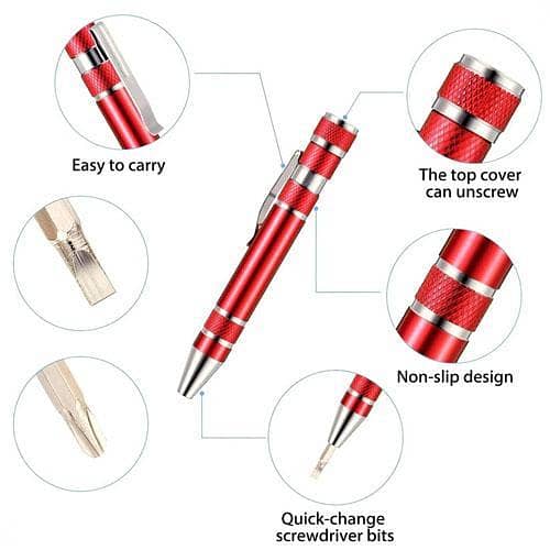 Multipurpose 8-in-1 Precision Pocket Screwdriver Set - Portable Pen Tool Kit