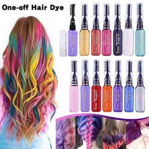 New Original Professional Funky & Highlights 12Pcs Hair Colored Shades Mascara Kit ( Temporary / Washable) Hair Dye Stick for Girls Kids Party in pakistan