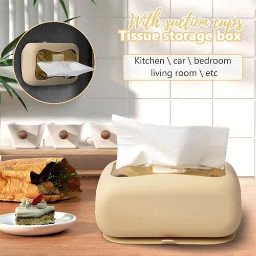 Silicone Tissue Holder with Suction Cup – Punch-Free Storage Box