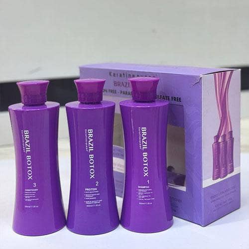 Keratin Queen Brazil Botox Straightening Kit - 3 Step Set, 500ml Each