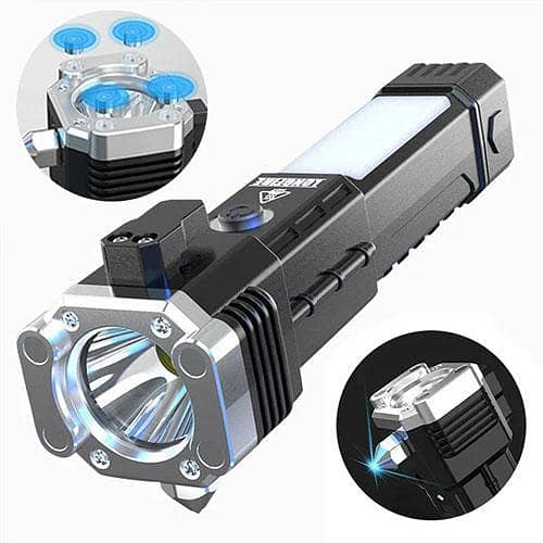 Multi-Function Emergency Hammer Flashlight With Power Bank, Window Breaker, Seat Belt Cutter in pakistan