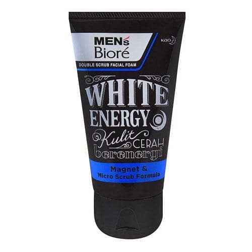 Biore Mens White Energy Double Scrub Facial Foam 100g