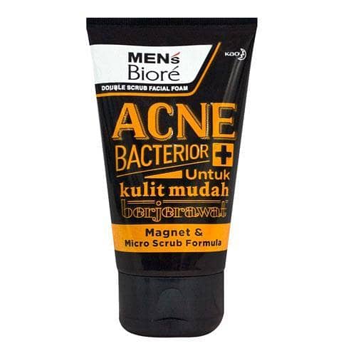 Biore Mens Acne+Bacterior Double Scrub Facial Foam 100g