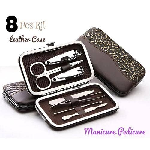 8-in-1 Stainless Steel Leather Pocket Manicure and Pedicure Set