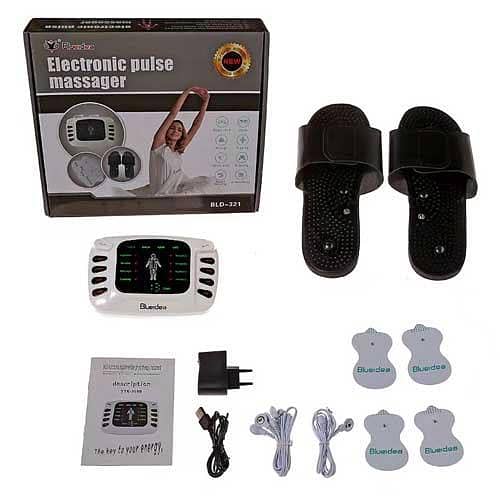 Electronic Body Slimming and Pain Relief Pulse Massager with Electrode Pads and Slipper for Men and Women in Pakistan