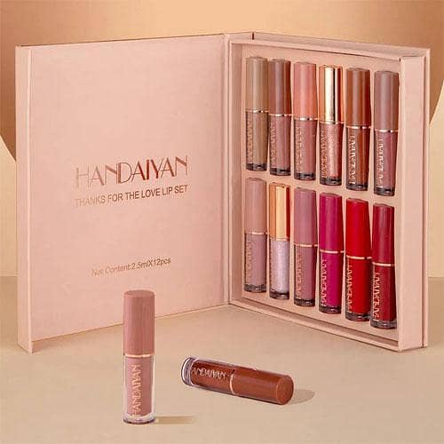 Handaiyan Original 12-Piece Matte Liquid Lipgloss Set Available in Pakistan