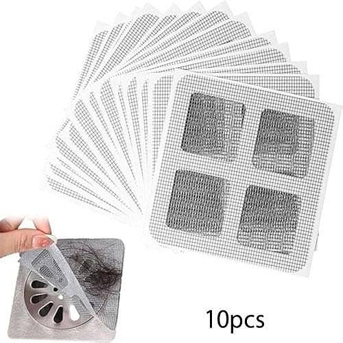 10-Piece Disposable Shower Drain Cover and Hair Catcher Stickers for Bathroom, Laundry, Bathtub, and Kitchen