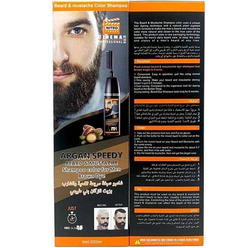 Nitro Canada Argan Speedy Beard & Mustache Shampoo Dye with Comb Brown 200ml in pakistan