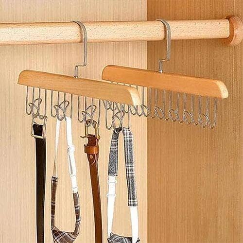 1pc 8 Hook Multifunctional Solid Wood Hanger Perfect for Hanging Belts, Hats, Vests, Underwear, Silk Scarves, Clothes Rack