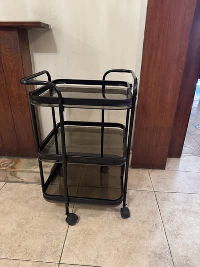 GLASS THREE TIER TROLEY