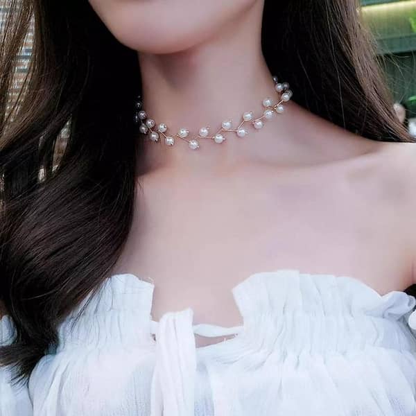 Women's Choker Pearl Collar Necklace