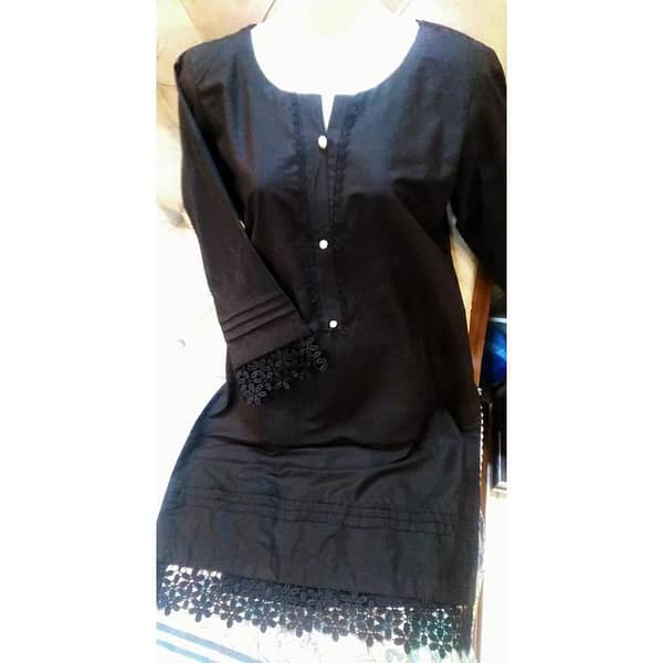 Women's Black Stitched Kurti - Original Display Image