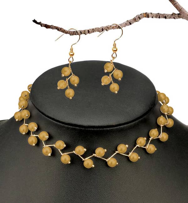 Set of 3 Fashionable Pearl Choker Necklaces with Matching Earrings for Women and Girls