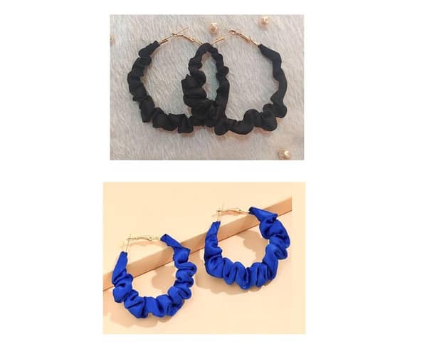 Set of 2 Silk Scrunchie Hoop Earrings for Girls - Trendy Fashion Accessory