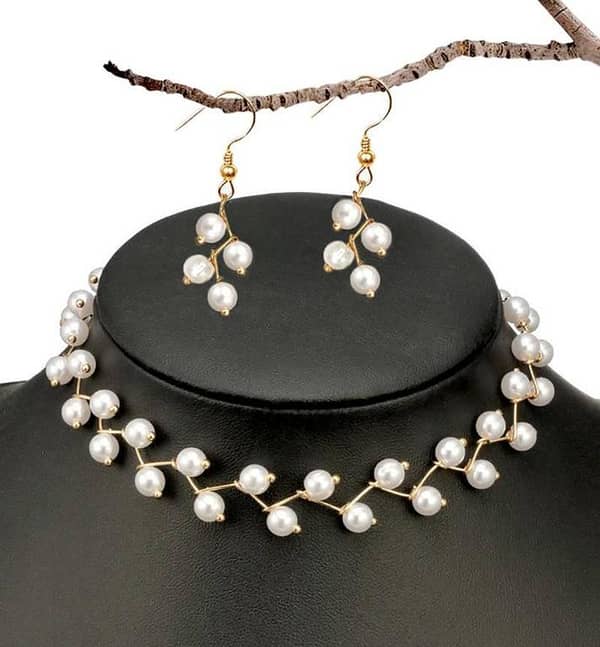 Zigzag White Stone Pearl Choker Necklace for Women - Simple Ladies Haar - Neckless for Girls - Women’s Pendant - Wedding Jewelry