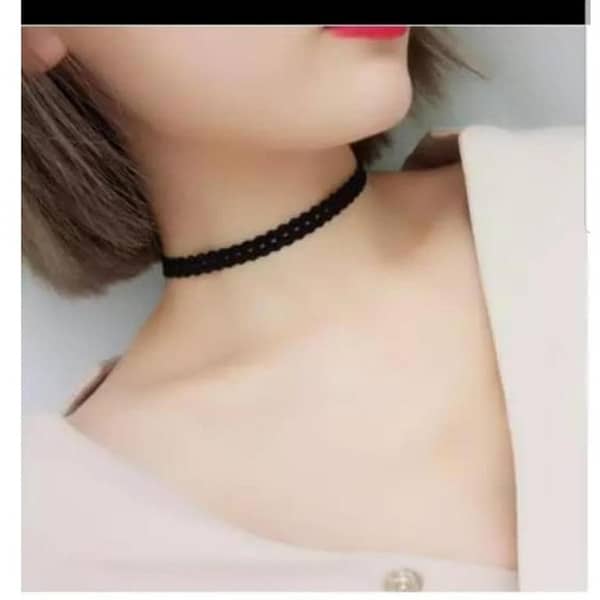 La Moda Adjustable Black Choker Necklace for Girls