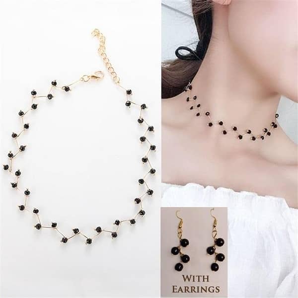 Set of 3 New Arrival Pearl Choker Necklace and Earrings for Women and Girls