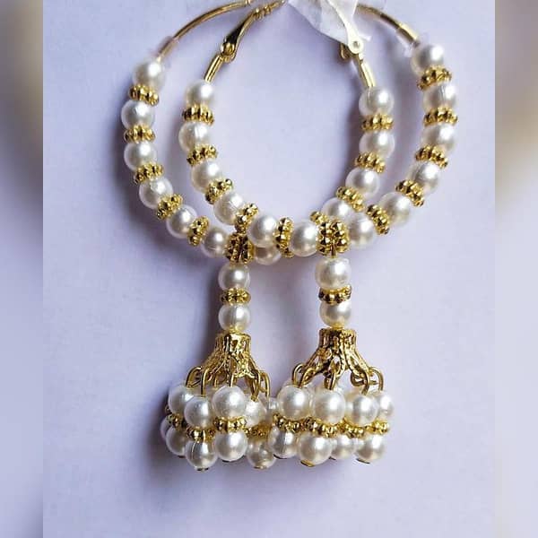 Pearl Hoop Earrings for Girls in Stylish Design