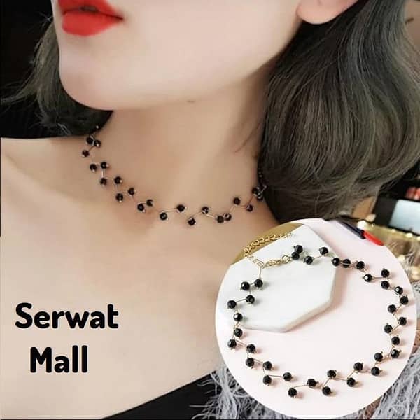 Fashion Jewelry Set with Pearl Choker Necklace and Matching Earrings for Women and Girls