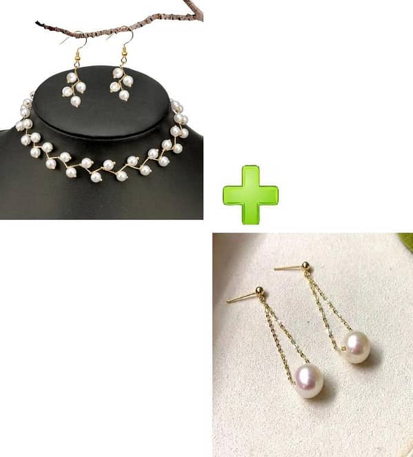 Elegant Pearl Choker Necklace Set for Women and Girls with Love Pendant and Beads