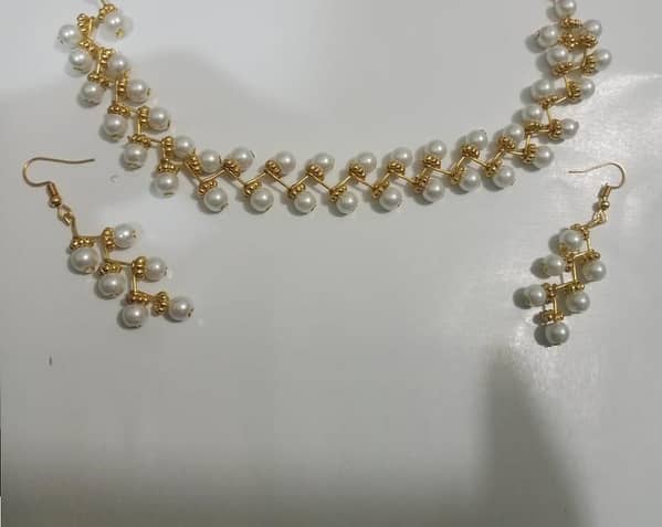 Set of 3 Pearl Choker Necklaces with Matching Earrings for Women and Girls