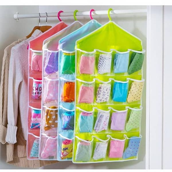16-Pocket Clear Folding Wardrobe Storage Organizer for Doors