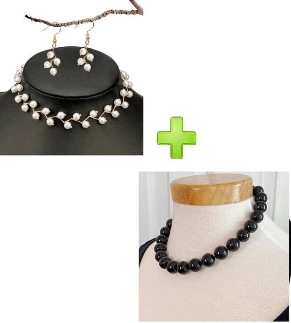 Fashionable Pearl Choker Necklace Set for Women and Girls - Bohemian Style with Love Pendant