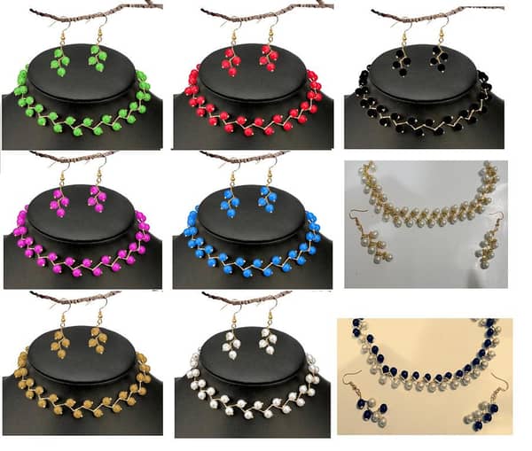 Pack of 09 Pearl Choker Necklaces with Earrings for Women and Girls - New Arrival Fashion Jewellery Set