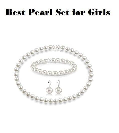 Pearl Necklace Set Natural White Freshwater Cultured Pearl Necklace Bracelet and Earrings Set for Women