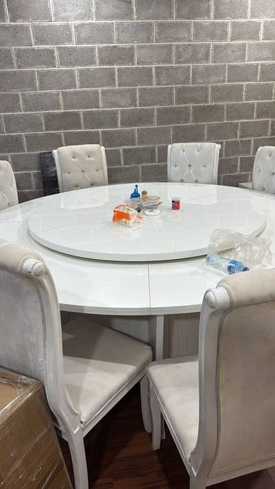 Chinese style table and dinning table set with  8 chairs