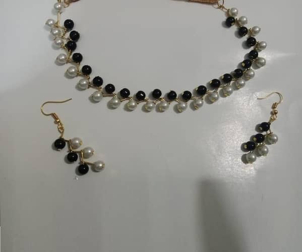 Set of 3 Pearl Choker Necklaces with Matching Earrings for Women and Girls