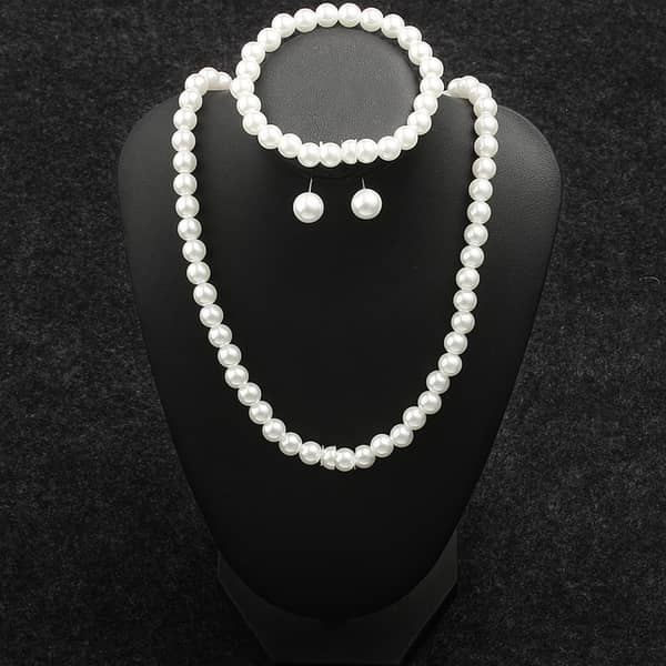 Shambhala Diamond Ball White Pearl Necklace Set - Simple and Versatile Jewelry Gift for Ladies